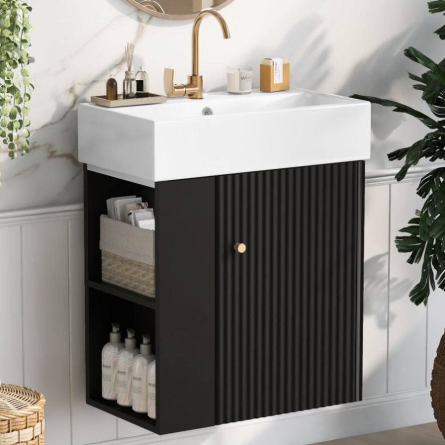 21.6 inch Modern Floating Bathroom Vanity with Ceramic Basin - Perfect for Small Bathrooms, N729P170390B