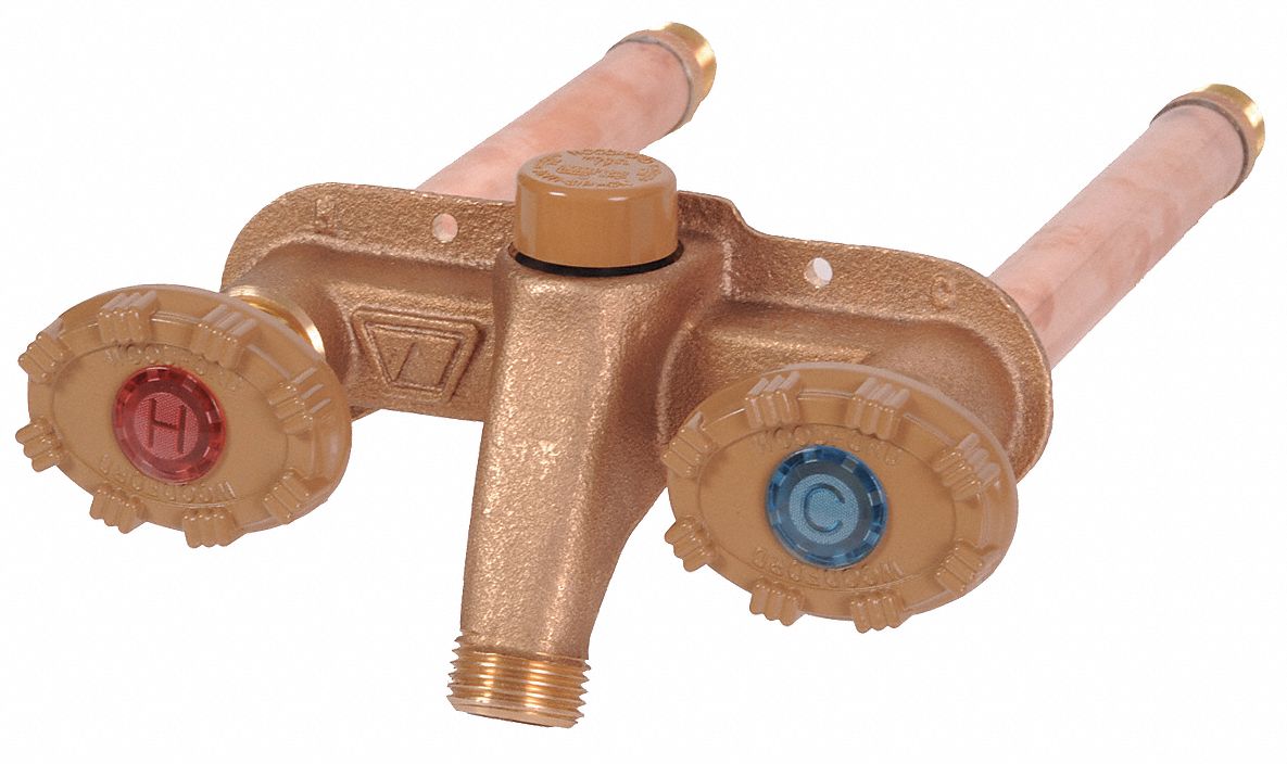 Woodford 4 inL Brass Frost Proof Dual Sillcock, Die Cast Aluminum Handle, Solder Cup or MNPT - 22CP-4