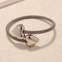 Glossy Heart Cuff Bracelet