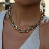 18K Double Oval Diamond Necklace