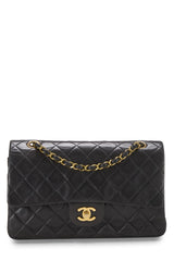 Chanel, Black Quilted Lambskin Classic Double Flap Medium, Black