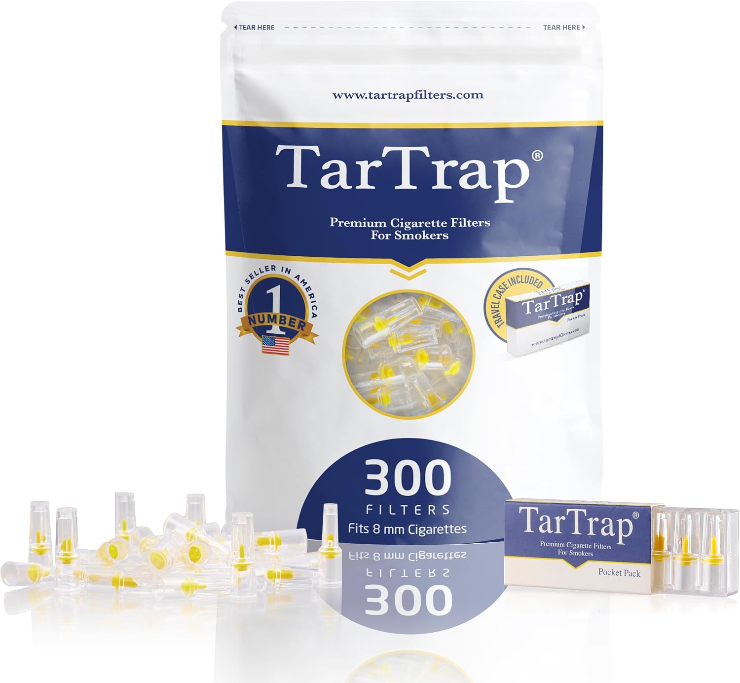 300-Pack Premium Cigarette Filters, Superior Tar & Chemical Removal, Fits Regular & King Size Cigarettes, Disposable Cigarette Filter Tips, Tar Bar Filters for Smokers