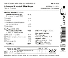 Johannes Brahms / Max Reger - Clarinet Quintets;