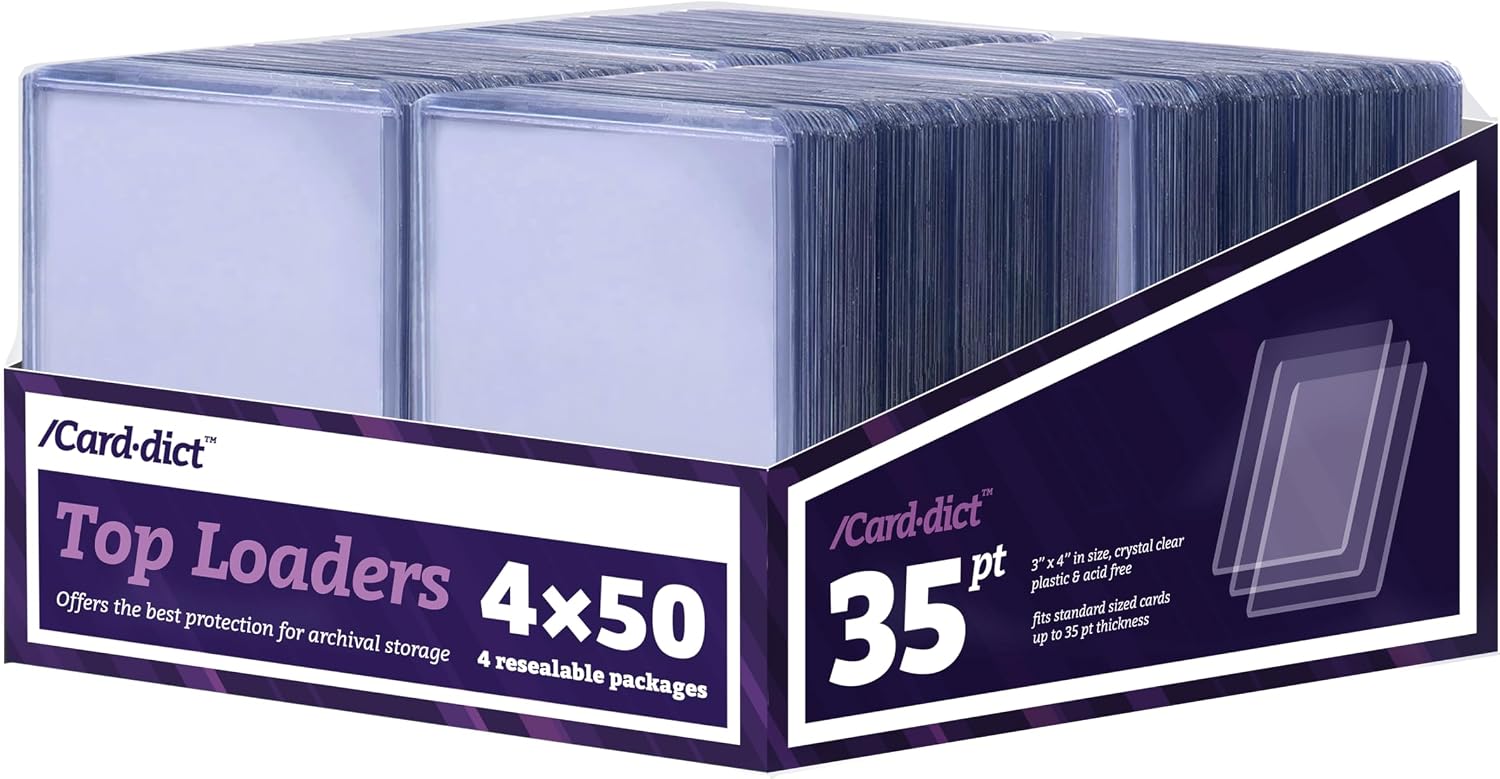 200ct Top Loaders Compatible with Trading Card 35pt 3” x 4“ Rigid Sports Cards Protectors, Hard Plastic Sleeves Toploader for MTG, Yugioh, Baseball, Sports Game Card (200ct Top Loaders)