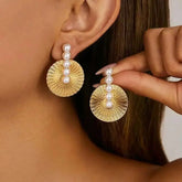 Pearl Fan Stud Earrings