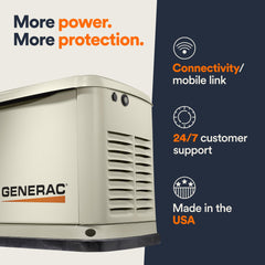 Generac 7224 14Kw Air Cooled Guardian Series Home Standby Generator With 100 Amp Transfer Switch Comprehensive Protection Sm
