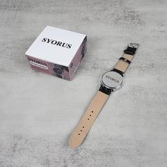SYORUS Men's Minimalist Black Dial Wristwatches Sleek Lightweight Watch with Black Band for Casual & Formal Wear