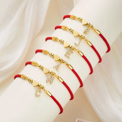 A-Z Diamond Initial Heart Rope Bracelet