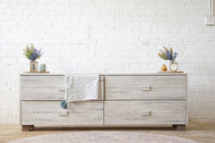 Natural solid wood low dresser or storage chest. Furniture for home storage. Solid wood drawers. Handcrafted in the USA. Heirloom quality.