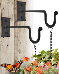 My Fancy Farmhouse Heavy Duty Outdoor Plant Hanger (2 Pack) 7.5 Inch Hook - Wall Mounted Iron Plant Hook, Indoor or Outdoor Hanging Bracket for Heavy Hanging Pots, Baskets, Lanterns, Feeders