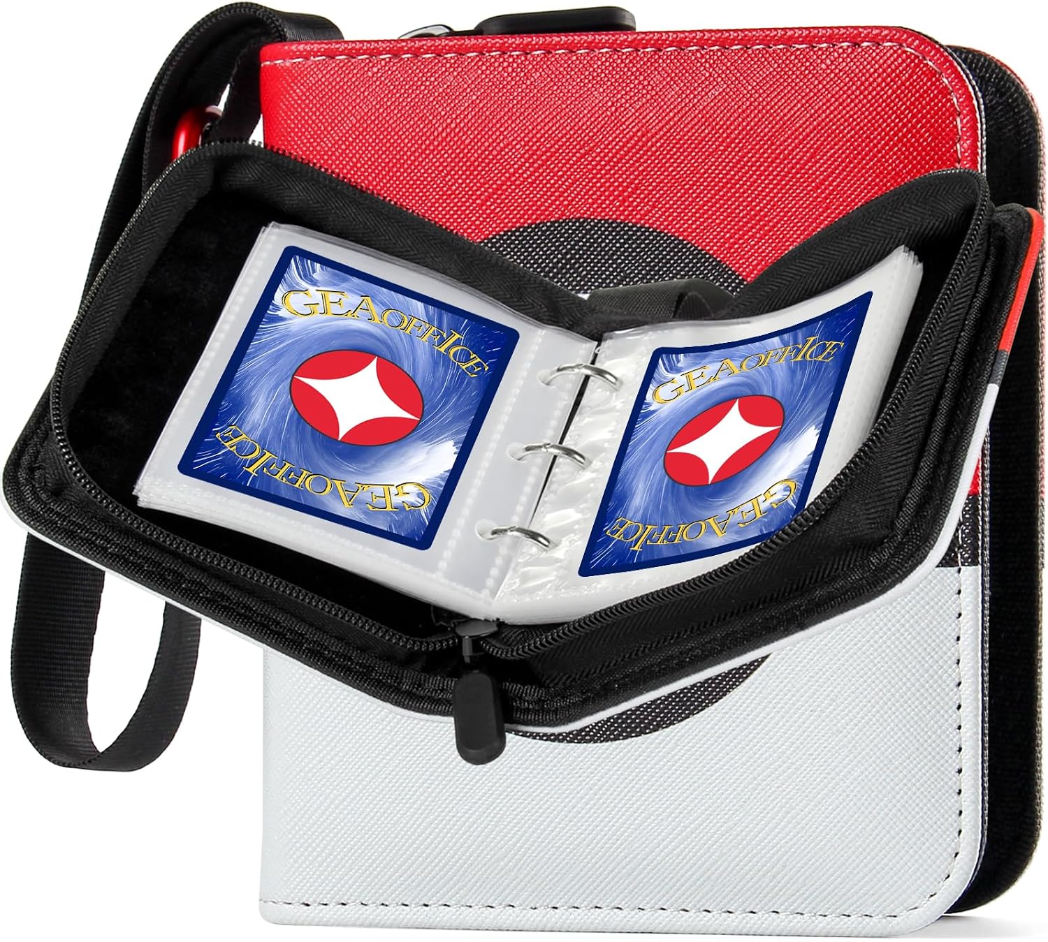 GEAoffice Mini Card Binder 1 Pocket - Small 2 Pocket Trading Card Collection Album Folder - 80 Top Loading Pocket Binder for Standard Trading Cards and Similar - Toys Gifts (Red), TCB-ZP-REWT-1