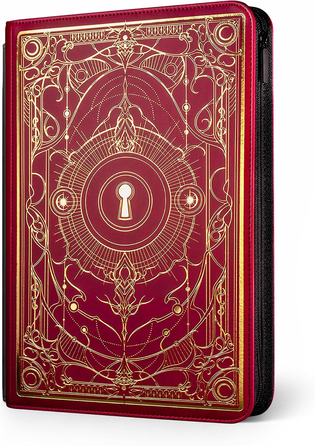 SleeveChief Arcana Key Trading Card Binder | 360 pocket MTG Card Binder with Zipper, 9 Pocket Side Loading Pages for Cards with Sleeves | Water Resistant PU Leather TCG Binder for All Card Games