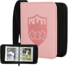 GERMUN Mini Card Binder 1 Pocket, 80 Pockets Trading Card Binder, Premium Small 2 Pocket Trading Card Collection Album Folder with 40 Sleeves Double Sided - Gifts for Kids (Pink)
