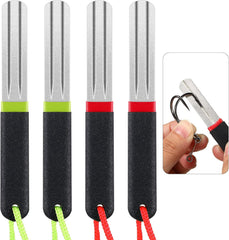 Hook Sharpener Hook File Set of 4 Diamond Fishing Hook File Portable Fish Hook Sharpeners with Double Sided Fine and Medium Grit for Saltwater Freshwater Ice Fishing Tools, 4 Inches