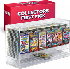 Collector's First Pick 6 Slot Booster Pack Dispenser with Clear Base - Fits 240 Trading Card Booster Packs - Compatible with TCG Trading Card Boosters and Sports Cards - Thick 4mm Acrylic Stackable
