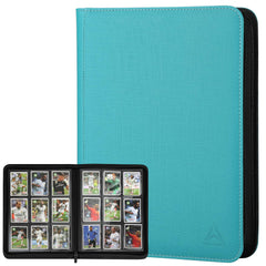 9 Pocket Trading Card Binder 540 Capacity with Zip Closure - enhanced Double Sided PU Leather Card Protector Hold & Organize Cards for TCG MTG Sports Cards (turquoise)