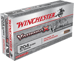 Winchester Ammo X204P Varmint X 204Ruger 32gr Polymer Tip Rapid Expansion 20 Per Box/10 Case