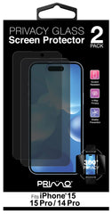 2 Pack Privacy Glass for iPhone 15/15Pro/14Pro
