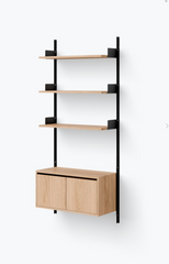 Wall Shelf 1900 Cabinet Low w. Doors black/oak