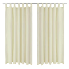 Creme Mikro-Satiini Verhot Lenkeillä 2kpl 140 x 175 cm