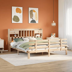 Seng med bokhylle uten madrass 180x200 cm heltre furu
