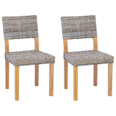 Spisestuestol 2 pcs Kubu Grå 46 x 55 x 84 cm Kubu Rattan