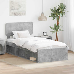Sengestamme med hodegjerde Betonggrå 75 x 190 cm Massiv furu