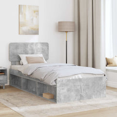 Sengestamme med hodegjerde Betonggrå 75 x 190 cm Massiv furu