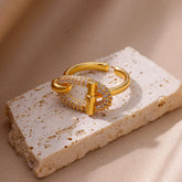Oval Stone Open Ring