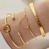 4pc Gold Twist Bracelet Set