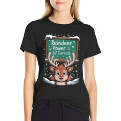 Six Seven Funny Reindeer Power Equals Meme 67 Funny Number Moisture-wicking T-Shirt