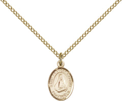 14kt Gold Filled St. Frances Cabrini Pendant with 18 inch Gold Filled Light Curb Chain - Small