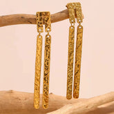 18K Vintage Textured Drop Earrings