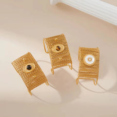 3pc Wide Natural Stone Cuff Bracelet