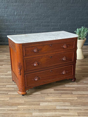 Antique American Walnut & Marble Top Dresser with Three Drawers, c.1900’s