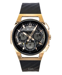 Bulova Curv Chronograph gummirem sort urskive kvarts 98A185 herreur
