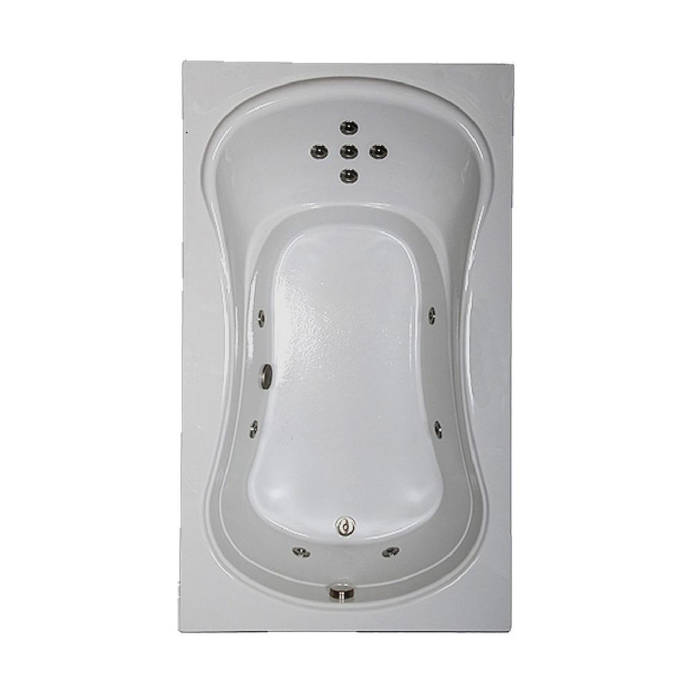 72 in. Rectangular Drop-in Whirlpool Bathtub in White - Super Arbor