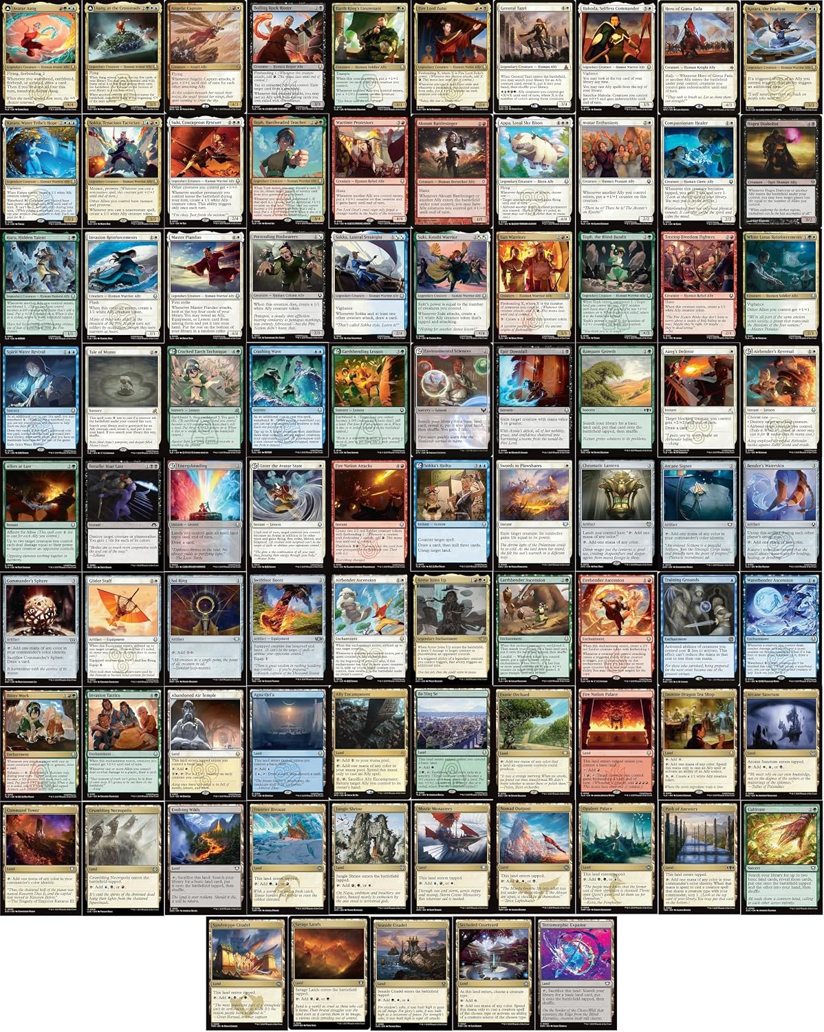 Avatar: The Last Airbender Magic The Gathering Commander Deck - Aang's Allies - 5 Color - EDH cEDH - 100 Card - Custom MTG Deck - Very Strong!
