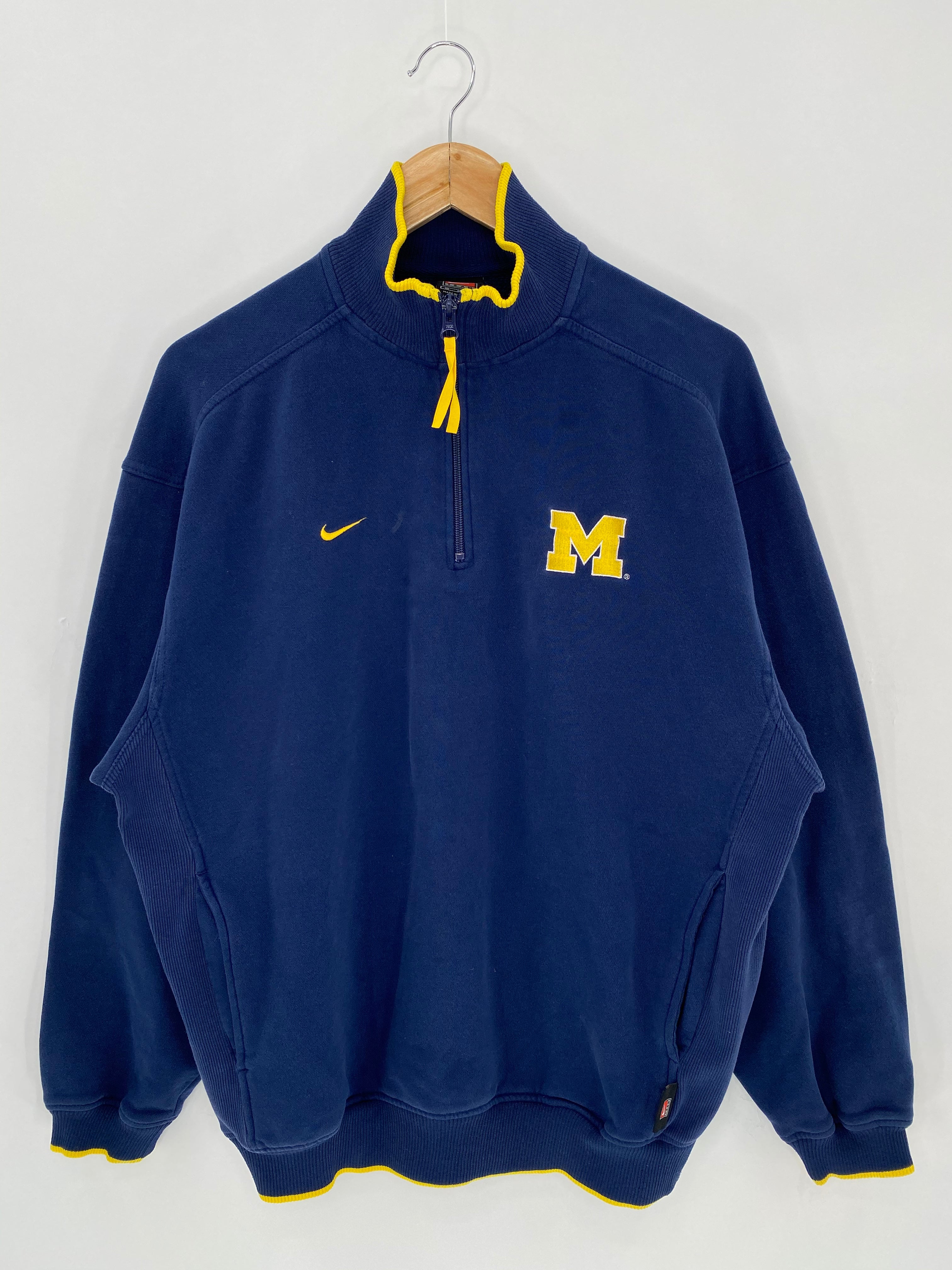 90’s NIKE MICHIGAN Size M Vintage Half Zip Sweat-shirt / k7199