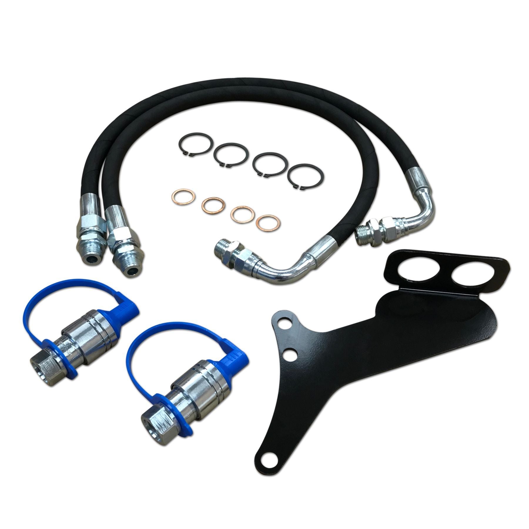 Single Spool Hydraulic Remote Valve w/ Lever, Hoses, Couplers & Bracket - Bubs Tractor Parts