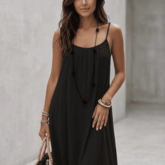 Robe longue fluide à bretelles fines