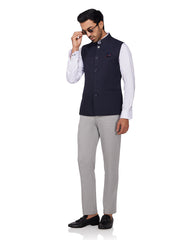 Paramount Stretch Nehru Jacket - Navy
