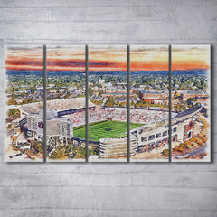 Auburn Tigers, Jordan Hare Painting Stadium Watercolor, Sport Art, Extra Large Canvas Print Wall Art