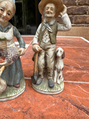 Pair of Ceramic Farmer Couple Figurines