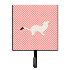 Caroline'S Treasures Stoat Short-Tailed Weasel Pink Check Wall Hook, Small, Multicolor