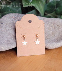 Boucles d'oreilles (tiges et papillons) d'inspiration autochtone; avec pendentifs (étoile) en acier inoxydable (couleur : or rose) TUKNUT