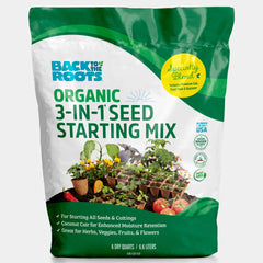 Green and white bag of Back to the Roots Organic 3-in-1 Seed Starting Mix with plant illustrations. - Organic Seed Starting Mix Specialty Blend (6 QT) - Default Title - Back to the Roots