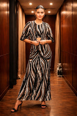 Black & Silver Sequin Embellished Co-ord Dress