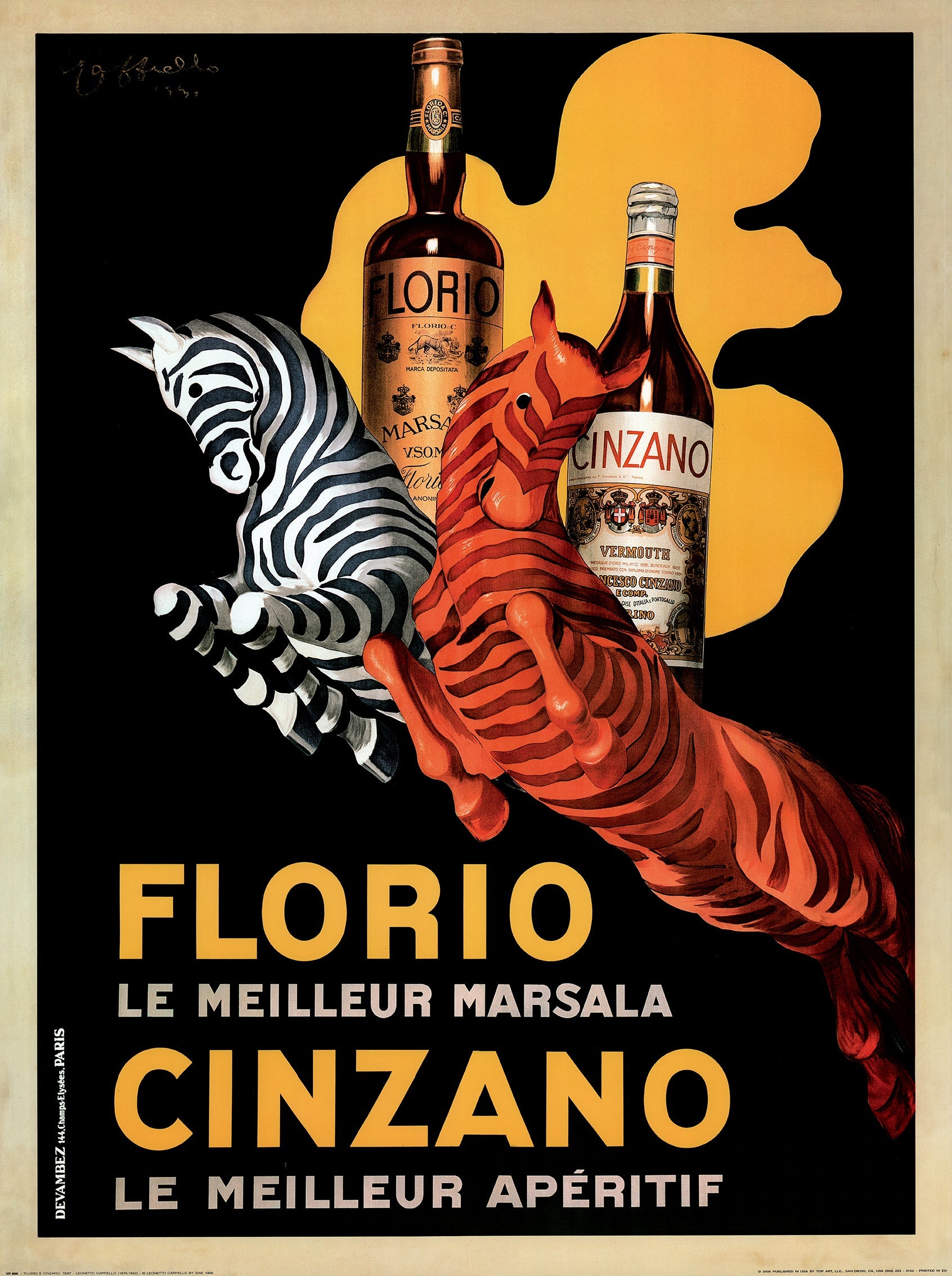Florio E Cinzano, 1930 by Leonetto Cappiello - 24 X 32 Inches (Vintage Art Print)