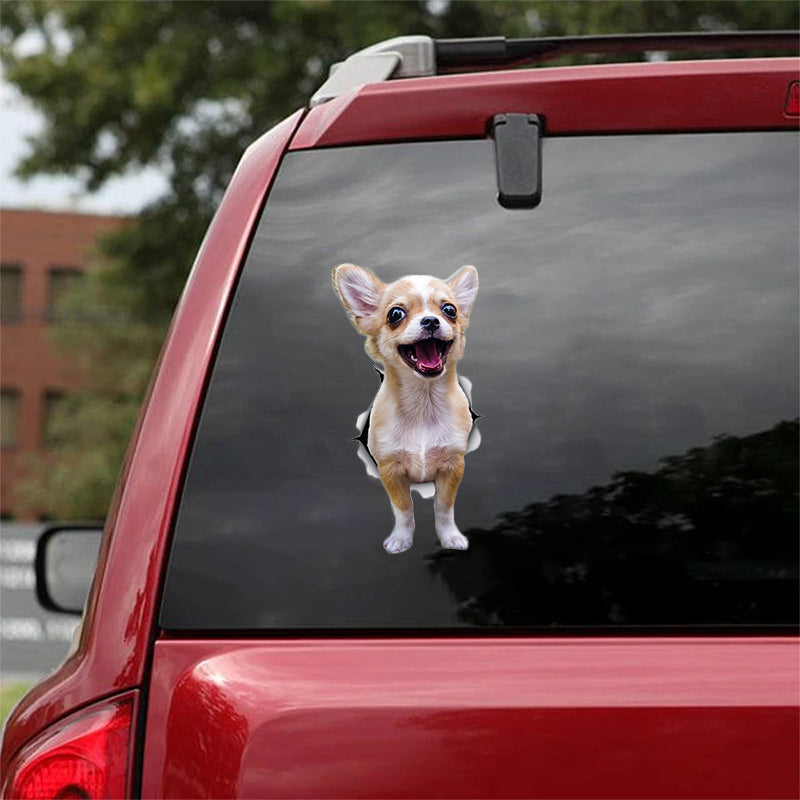 Cute Chihuahua CRACK CAR STICKER